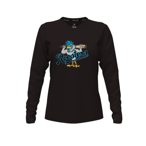 [CUS-DFW-TEES-CMF-VNK-LSL-BLK-FYXS-LOGO1] Decker Comfort T-Shirt (Female Youth XS, Black, V Neck, Logo 1, Long Sleeve)