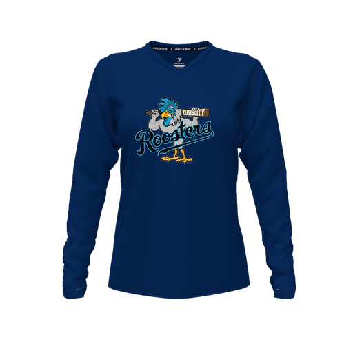 [FTLVCFNV-FYXS-LOGO1] Decker Comfort T-Shirt (Female Youth XS, Navy, V Neck, Logo 1, Long Sleeve)