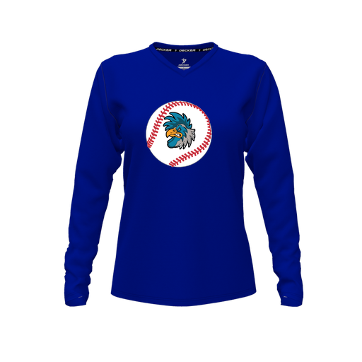 [FTLVCFRY-FYXS-LOGO3] Decker Comfort T-Shirt (Female Youth XS, Royal, V Neck, Logo 3, Long Sleeve)