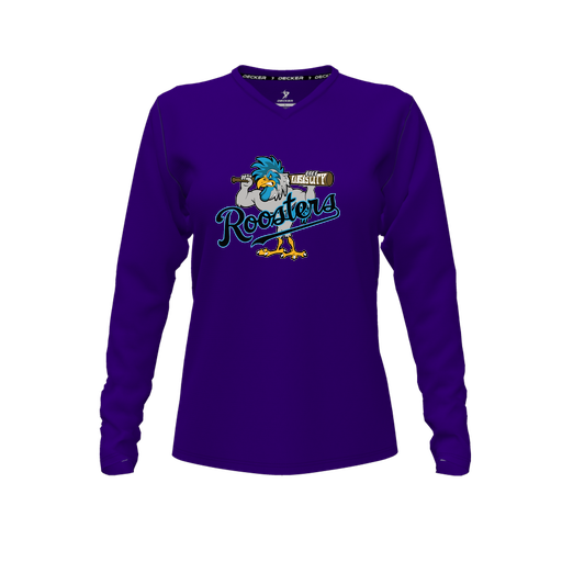 [CUS-DFW-TEES-CMF-VNK-LSL-PUR-FYXS-LOGO1] Decker Comfort T-Shirt (Female Youth XS, Purple, V Neck, Logo 1, Long Sleeve)