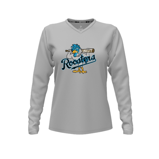 [CUS-DFW-TEES-PER-VNK-LSL-GRY-FYXS-LOGO1] Decker Performance T-Shirt (Female Youth XS, Gray, V Neck, Logo 1, Long Sleeve)