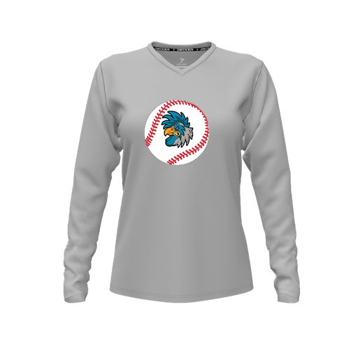 [CUS-DFW-TEES-PER-VNK-LSL-GRY-FYXS-LOGO3] Decker Performance T-Shirt (Female Youth XS, Gray, V Neck, Logo 3, Long Sleeve)