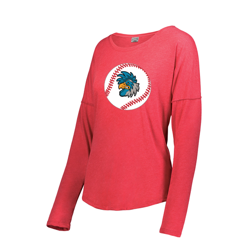 [FTLCUBRD-FAXS-LOGO3] Decker Women's Tri-Blend T-Shirt - Long Sleeve (Female Adult XS, Red, Logo 3)